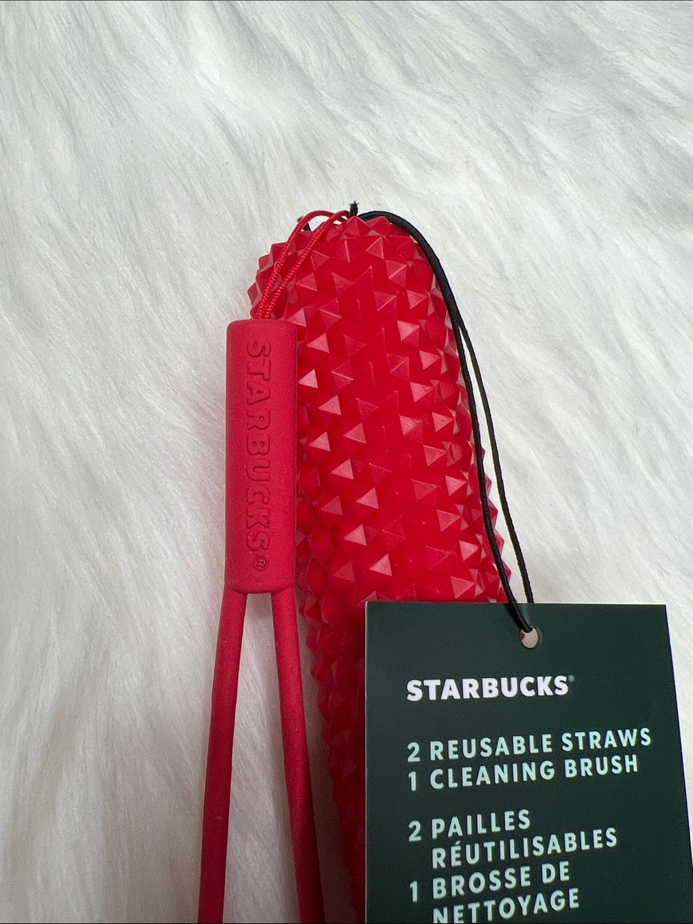 STARBUCKS | 2024 Holiday Red Studded Travel Case & Reusable Straw Kit | NWT - Picture 3 of 5